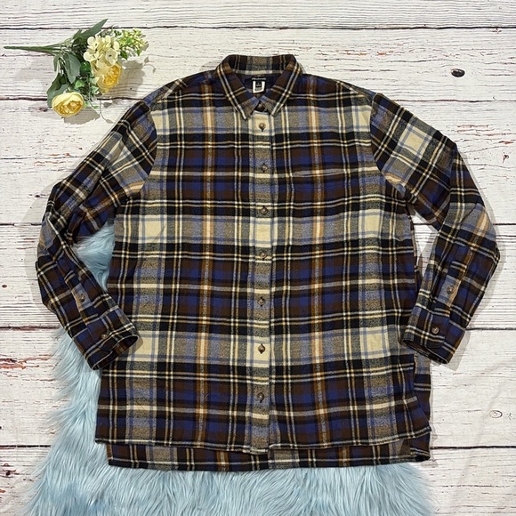 Madewell Flannel Oversized Ex-Boyfriend Shirt in Fuller Plaid Blue Tartan - Picture 2 of 10